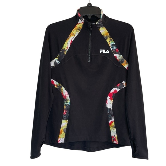 FILA SPORT RUNNING Active Jacket Black Floral Large - Picture 1 of 9